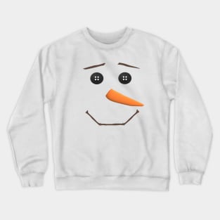 Smiling Snowman Face with Button Eyes and Carrot Nose Crewneck Sweatshirt